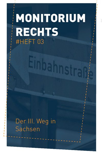 Titelbild einer Broschüre. Blauer Hintergrund, Einbahnstraßenschild.