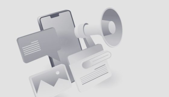 Clipart von Smartphone, Megafon, Sprechblase, Bild und Beitrag