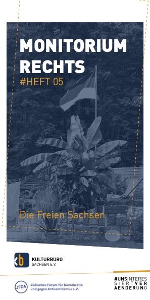 Titelbild einer Broschüre. Deutschlandflagge am Mast in Garten