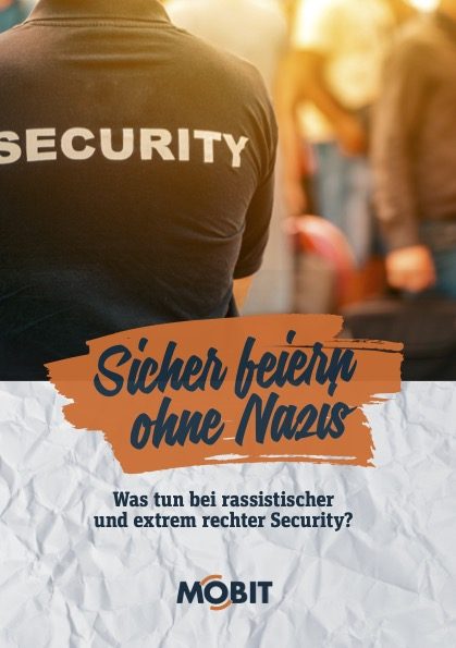 Titelbild einer Broschüre. Mensch mit T-Shirt mit Aufschrift "Security".