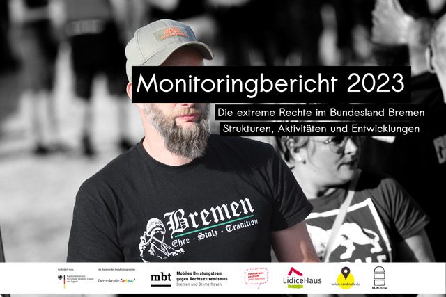 Das Bild zeigt einen Mann, der ein T-Shirt mit der Aufschrift "Bremen - Ehre. Stolz.Tradition" trägt