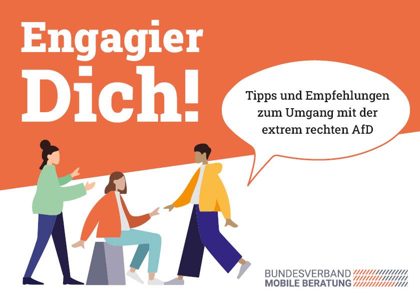Cover des Infohefts "Engagier Dich! Tipps und Empfehlungen zum Umgang mit der extrem rechten AfD"