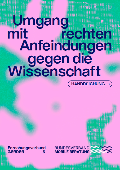 Cover der Handreichung "Umgang mit rechten Anfeindungen gegen die Wissenschaft"