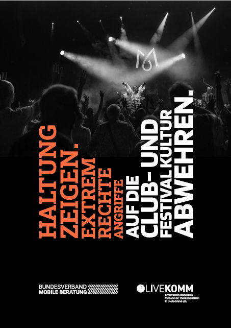 Cover der Handreichung "Haltung zeigen. Extrem rechte Angriffe auf die Club- und Festivalkultur abwehren"